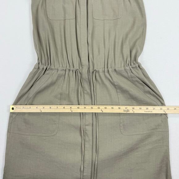 Vince Women's Linen Blend Cargo Shift Midi Dress Medium Sandbar Beige - Picture 13 of 14